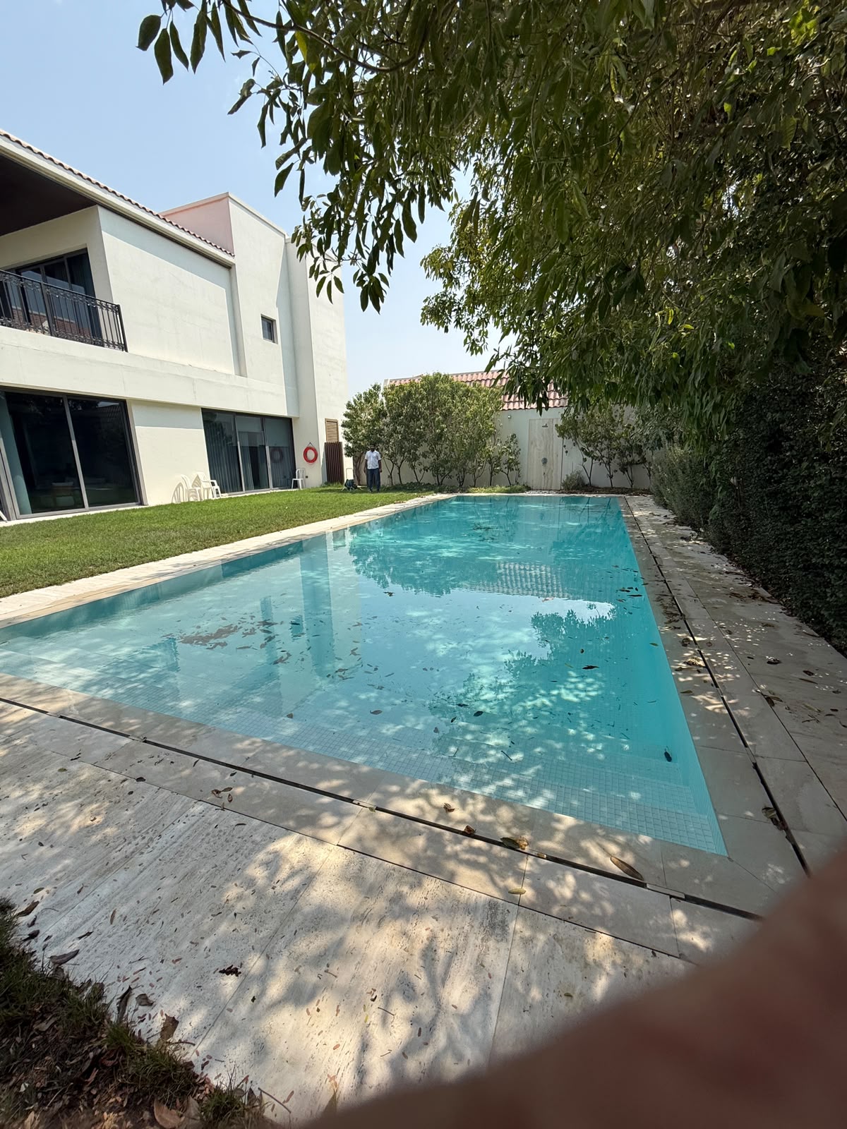 Swimming pool renovation detail at private villa in Umm Suqeim