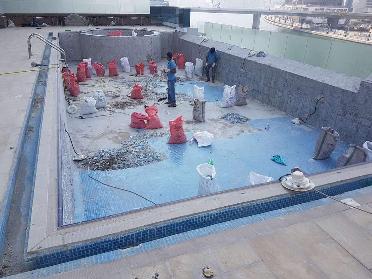 Swimming pool under renovation works